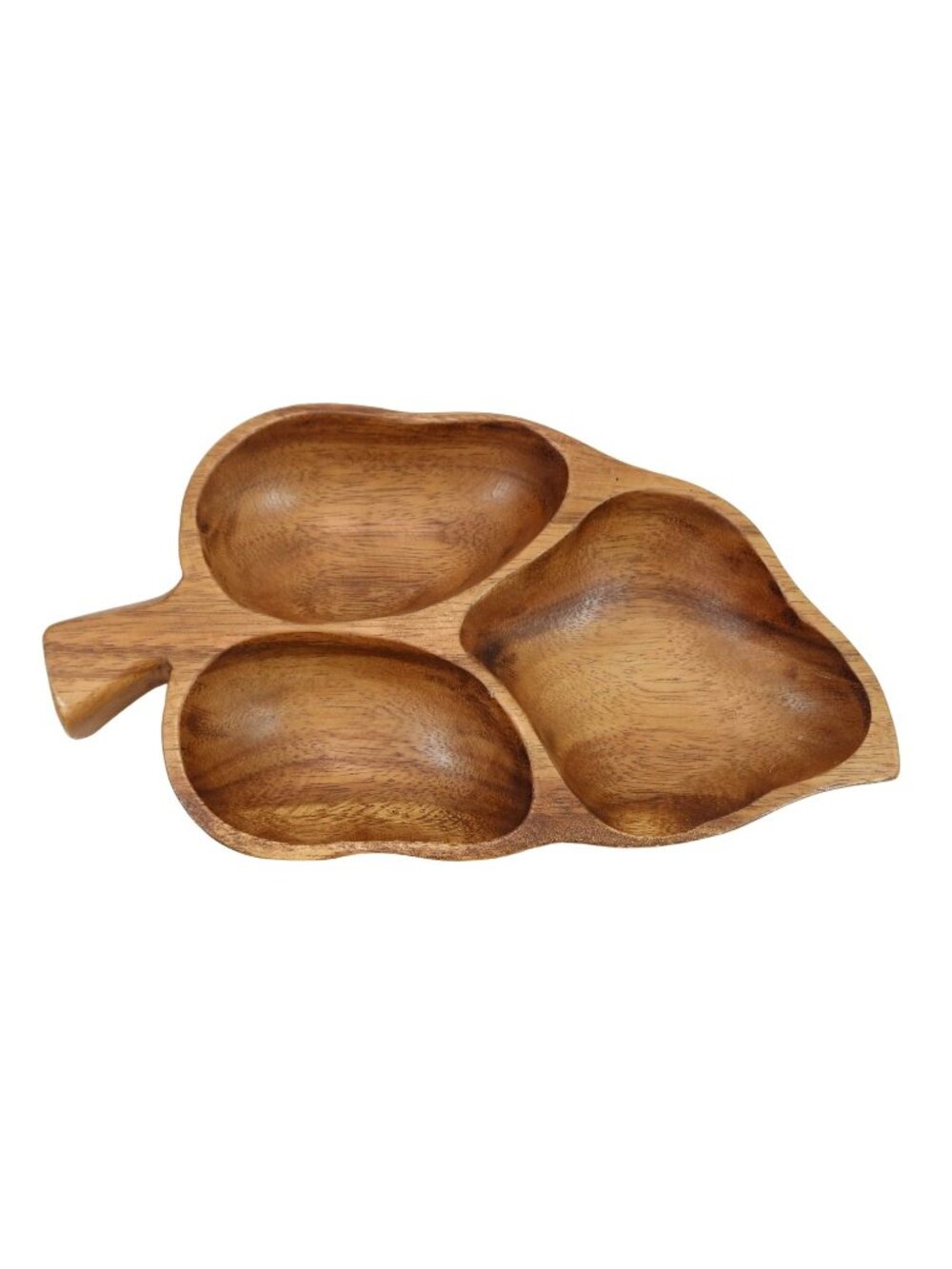 DOLPHIN Genuine Monkey-Pod Divided 3-Section Leaf Serving Bowl Tray Phillipines
